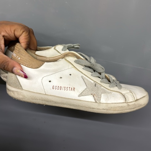 GOLDEN GOOSE SUPERSTAR Size 38 White Grey Khaki Color Block Leather sneakers - Picture 1 of 14